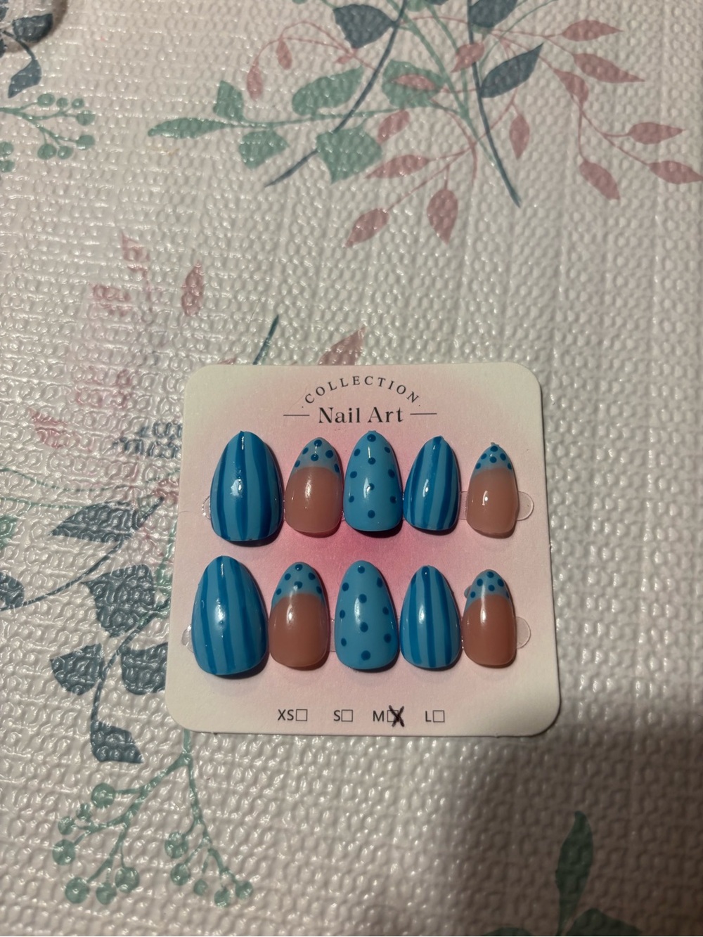 Blue and Nude Kids Press-On Nail Set -